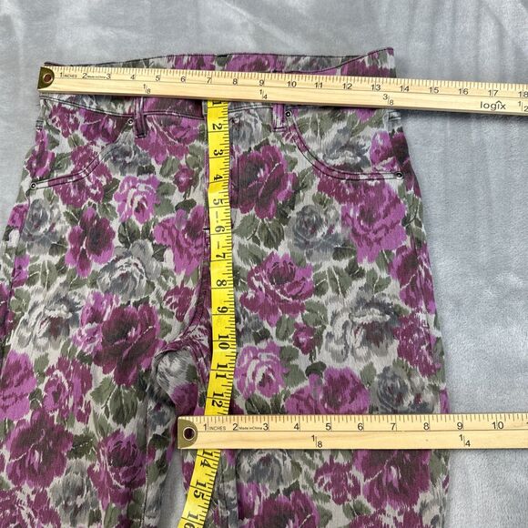 Hue Women’s M Pink Rose Floral Jeggings Pull-On Skinny Stretch Pants - Picture 2 of 6